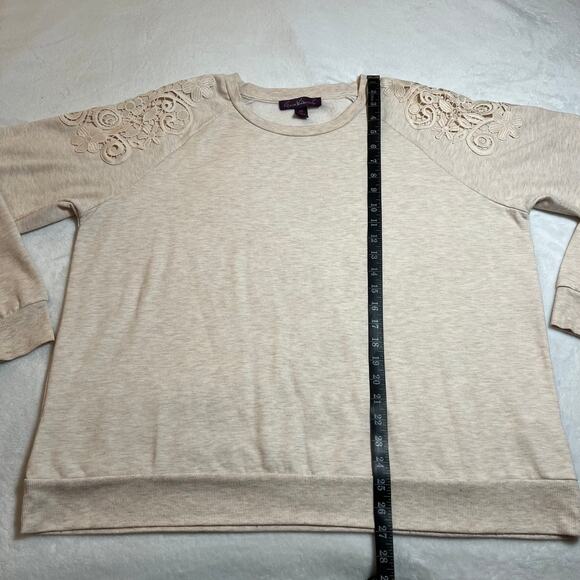 Gloria Vanderbilt Crewneck Sweatshirt w/ Floral Lace Size XXL Minimalist Casual - Picture 10 of 10